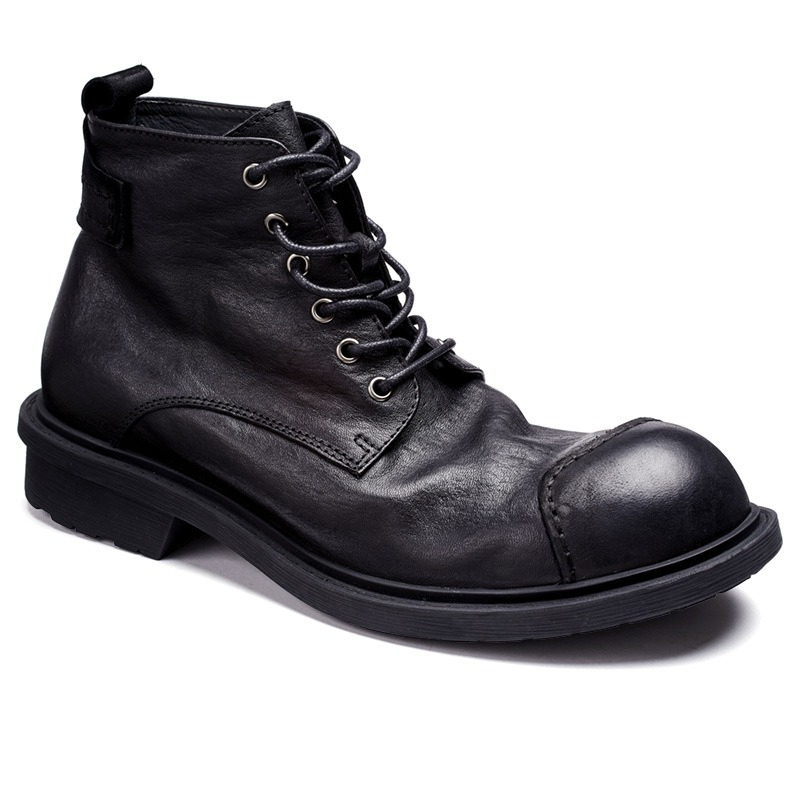 Men Shoes Oxford - Big-headed Men's Retro Work Boots Fashion