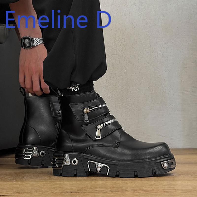 Men'S Shoes To Increase Height - Dark Punk High Top Shoes Fashionable