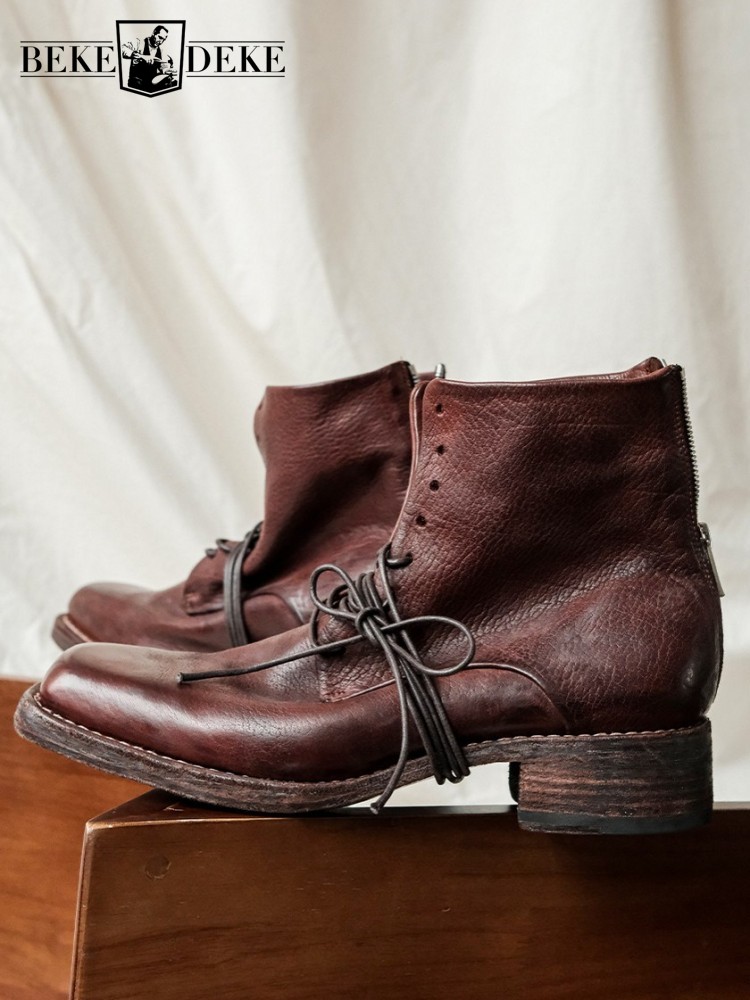 Retro Fashion Male Zipper Genu - Men'S Shoes To Increase Height のレビューと価格