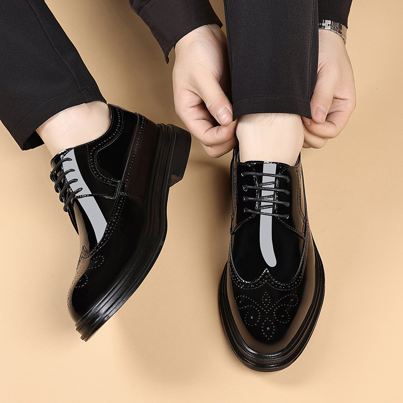 Men's Patent Leather Brogue Dr - Men Shoes Oxford のレビューと価格