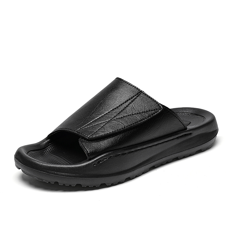 Men's Casual Leather Slippers  - Men Shoes Velcro のレビューと価格