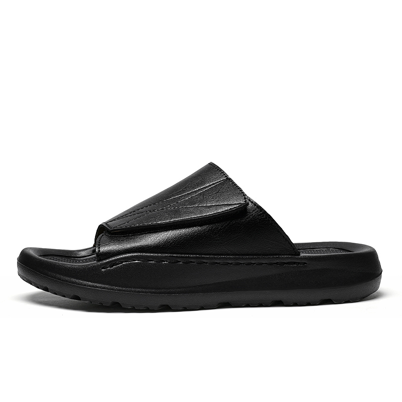 Men's Casual Leather Slippers  - Men Shoes Velcro のレビューと価格
