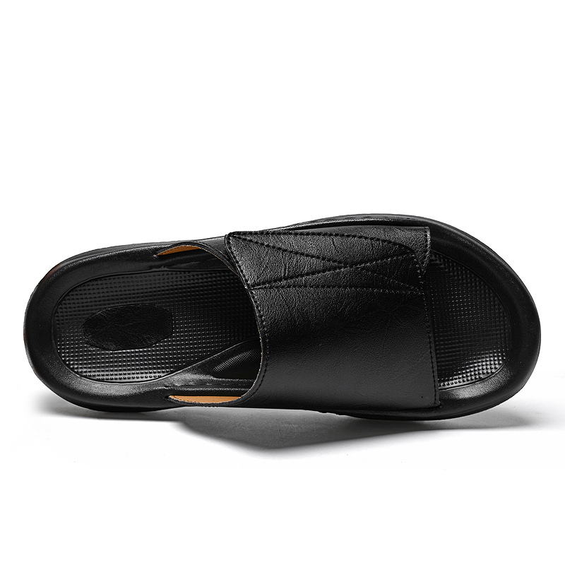 Men's Casual Leather Slippers  - Men Shoes Velcro のレビューと価格