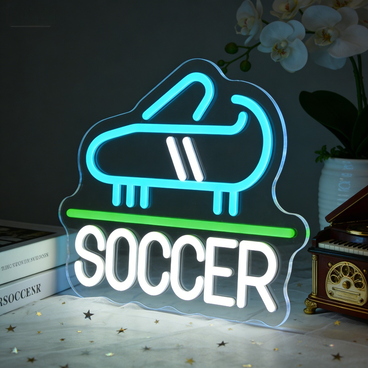 Soccer Shoe Neon Sign LED Nigh - Men'S Shoes Dc のレビューと価格