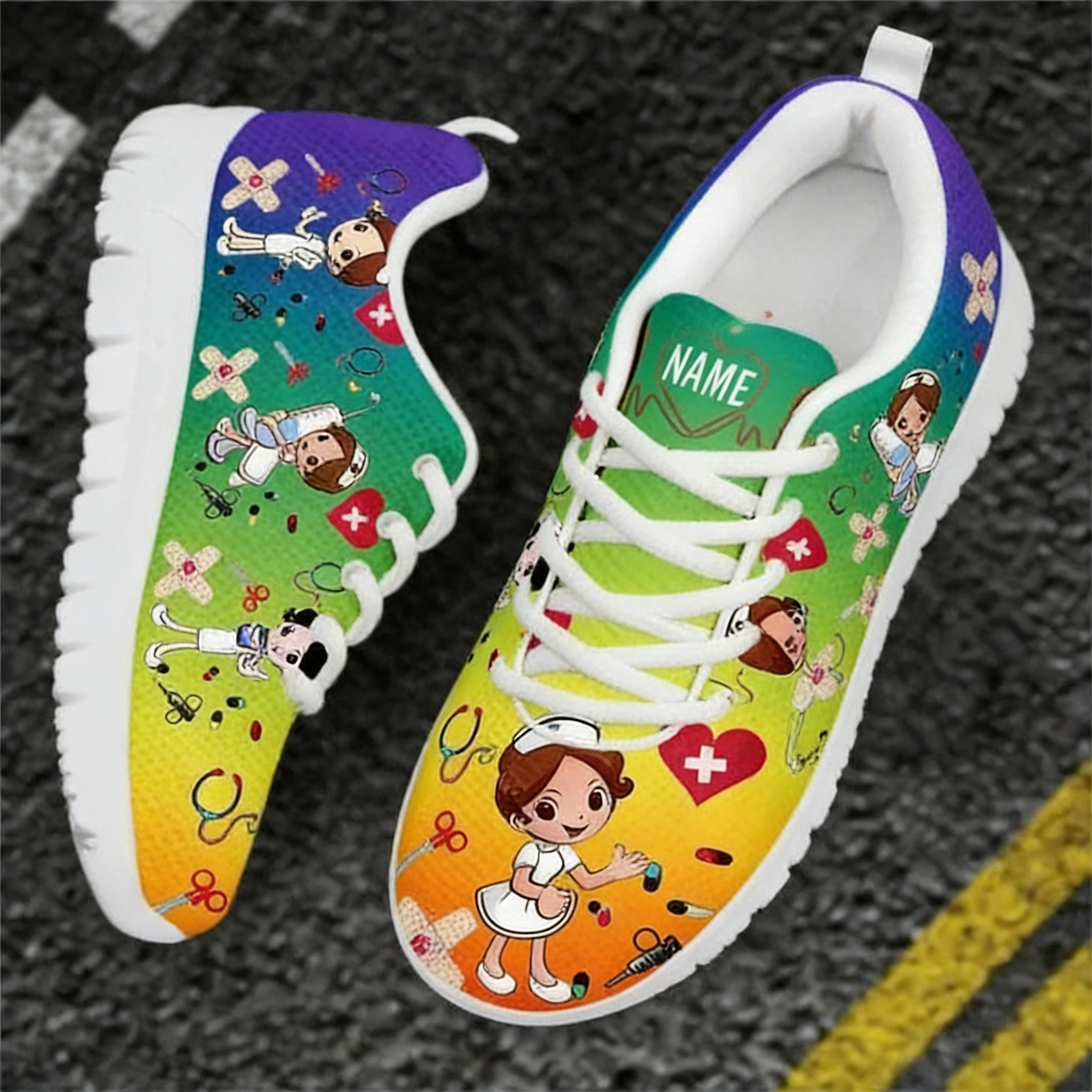 Colorful Cartoon Nurse Sneaker - Men Shoes Name のレビューと価格