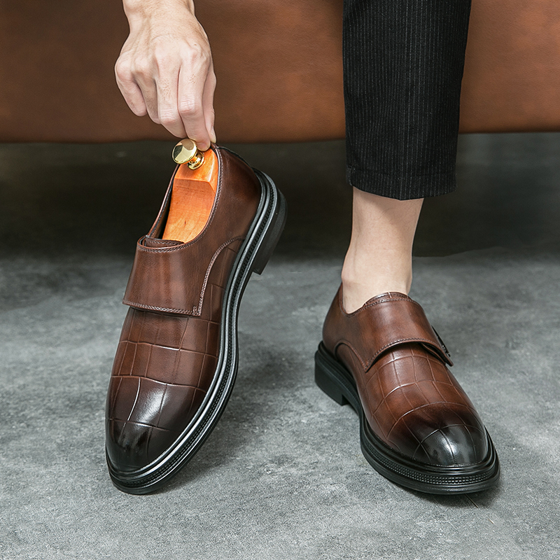 Men Business Dress Leather Sho - Men'S Shoes With Velcro のレビューと価格