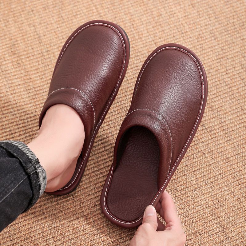 Concise Faux Leather Slippers  - Men'S Shoes Size 42 In Us のレビューと価格