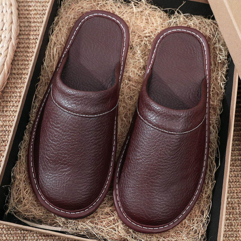 Concise Faux Leather Slippers  - Men'S Shoes Size 42 In Us のレビューと価格