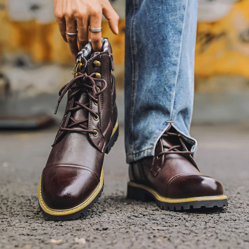 Autumn Winter Fashion Men Leat - Men Shoes Oxford のレビューと価格
